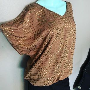 NWOT Aryn K Army Olive Green Sequin top soft!